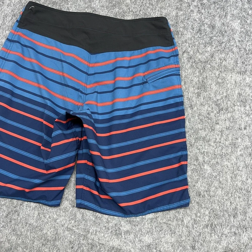 Patagonia Board Shorts Mens 30 Blue Stripe Drawstring Swim Trunks Quick Dry Surf